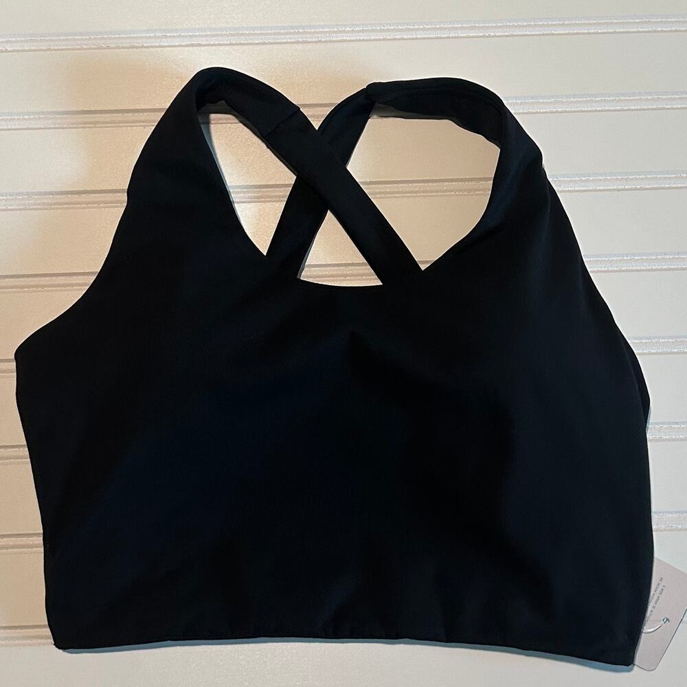 Joyspels Women Black Longline Sports Bra Cross Strap Medium NWT